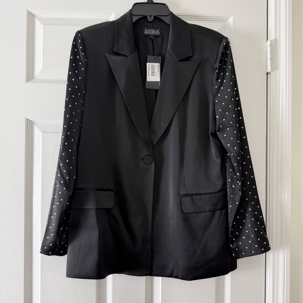 NWT  Macy’s Danielle Berstein Collaboration Black Embellished Satan Blazer Small